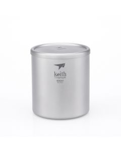 KEITH Double Wall Titanium Mug/Lid With Titanium Cover 600ml (Ti3307)