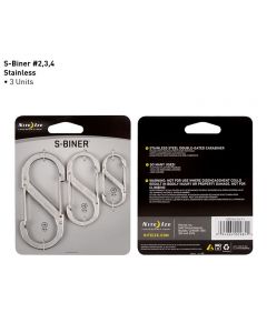 NITE IZE S-BINER SIZE 2, 3, 4 TRIPLE PACK STAINLESS