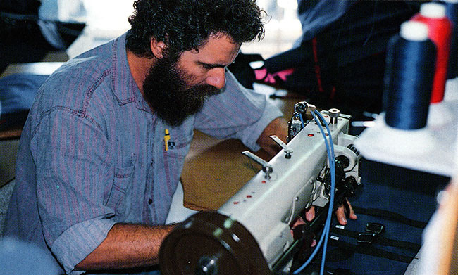 Ian Maley sewing, 1984
