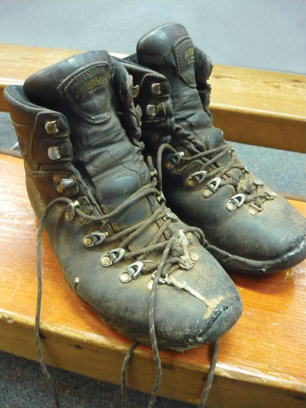 Well worn Asolo leather boots