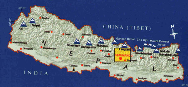 Kathmandu Valley locator map