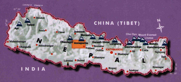 Tatopani locator map